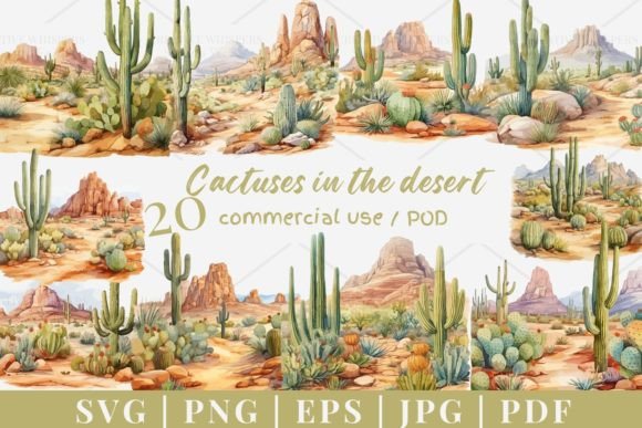 20 Cactus Desert Vector, SVG, PNG 957