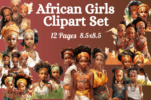 African Girls Clipart Set for Creative Projects