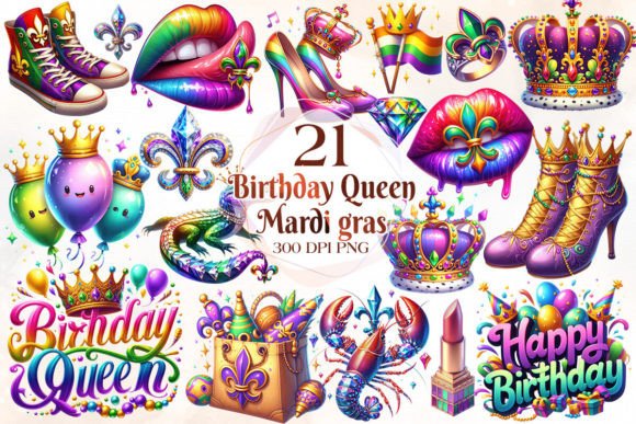 Birthday Queen of Mardi Gras Clipart