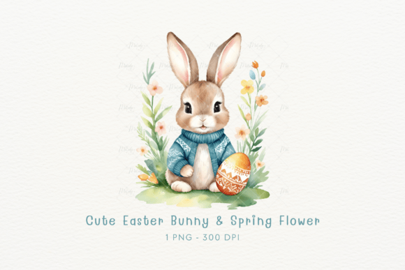 Bringing Spring to Life with Watercolor Easter Bunny Spring Flower Designs