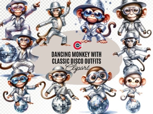Dancing Monkey with Classic Disco Outfit