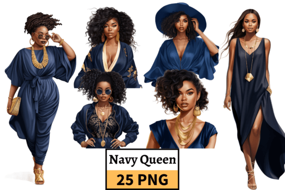Navy Elegance African American Woman