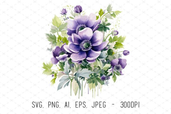 Purple Holly Flower Sublimation Clipart for Creative Projects