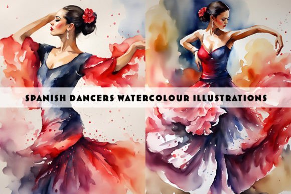 Spanish Flamenco Dancer Watercolour Duo: A Versatile Digital Art Resource for Modern Creatives