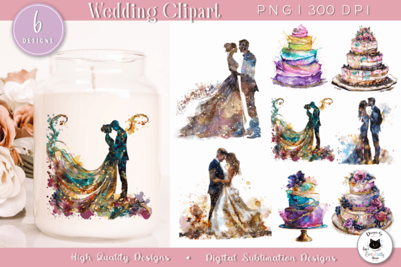 Transforming Wedding Designs with High-Resolution Watercolor Wedding Clipart