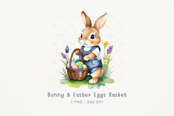 Watercolor Bunny Easter Eggs Basket: Elevating Spring Designs with Artistic Depth