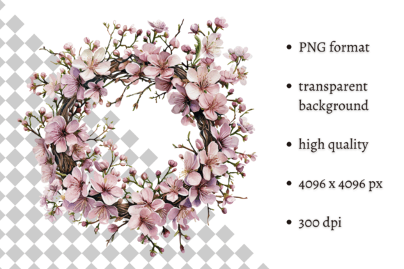 Watercolor Lavender Spring Floral Wreath
