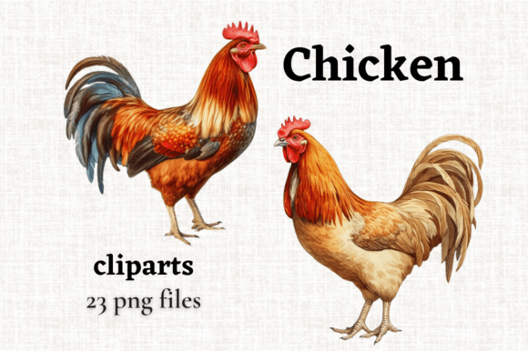 Watercolor Realistic Chicken Rooster PNG